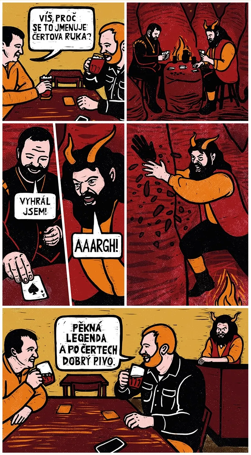 Komiks k pivu Čertova ruka.